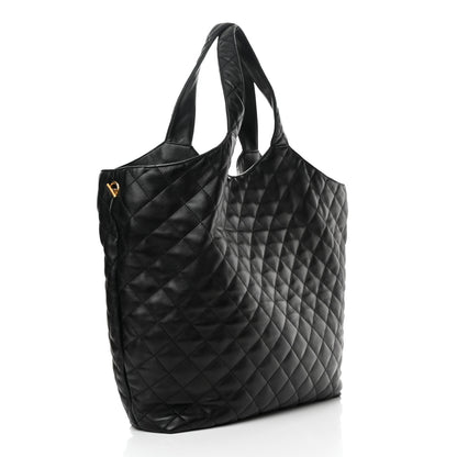 Saint Laurent Lambskin Quilted Maxi Icare Shopping Tote Black 4 of 12