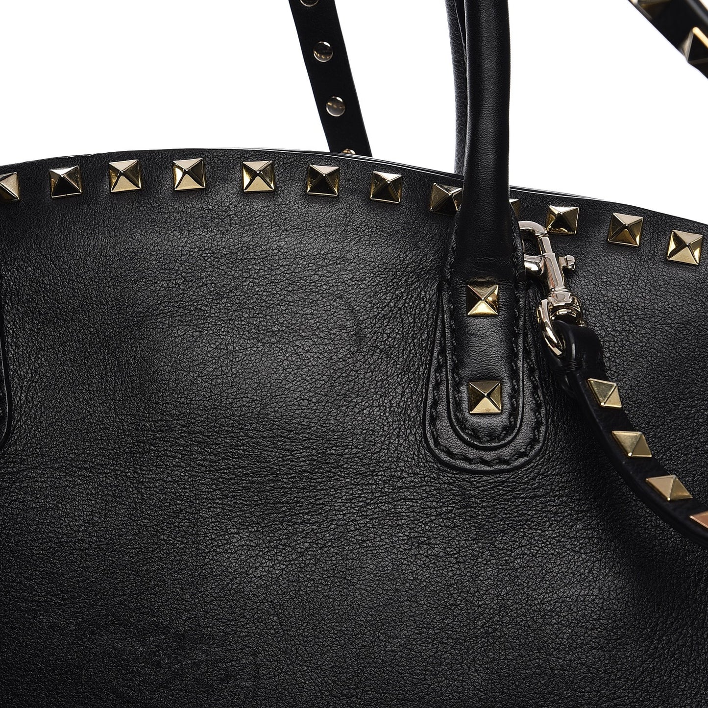 Vitello Rockstud Dome Shopper Black