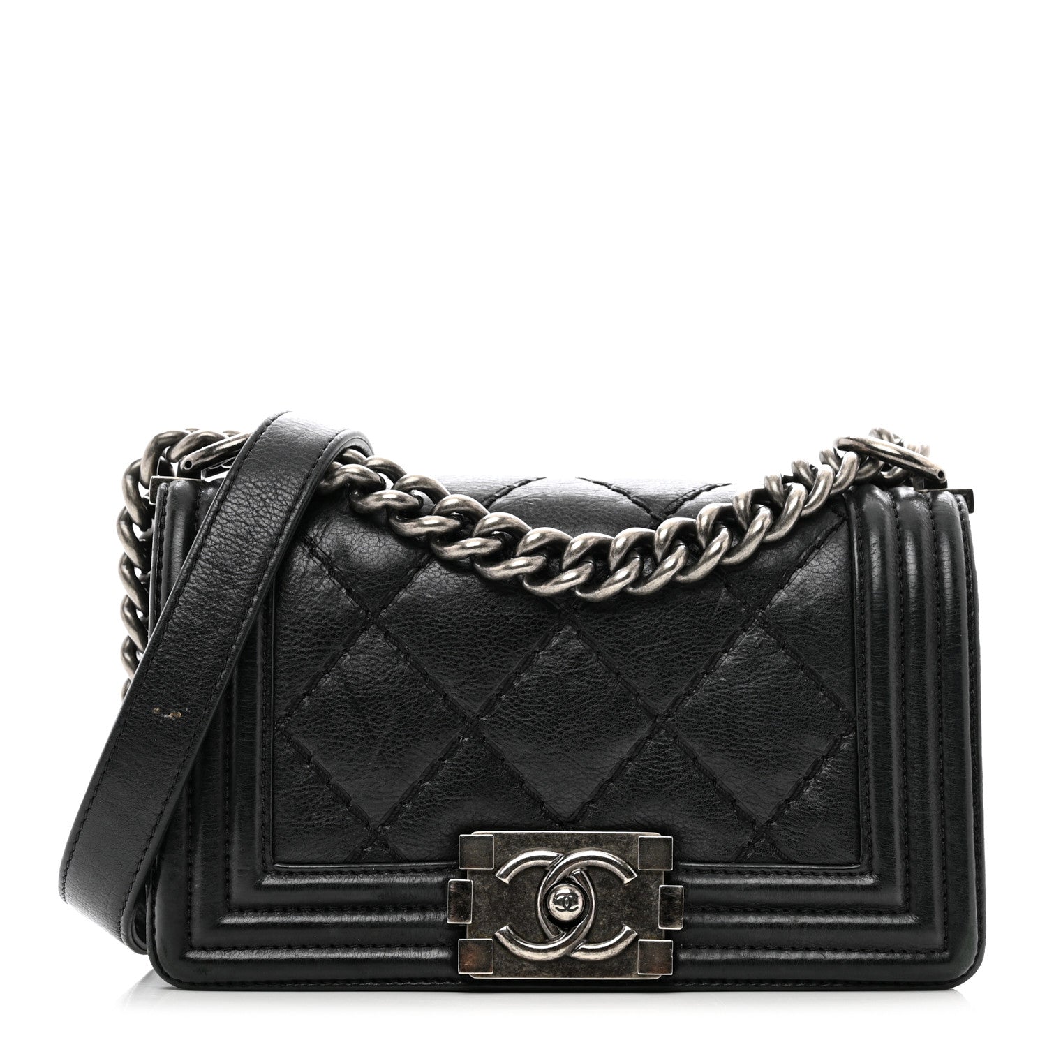 Chanel Calfskin Double Stitch Small Boy Flap Black 1 of 13