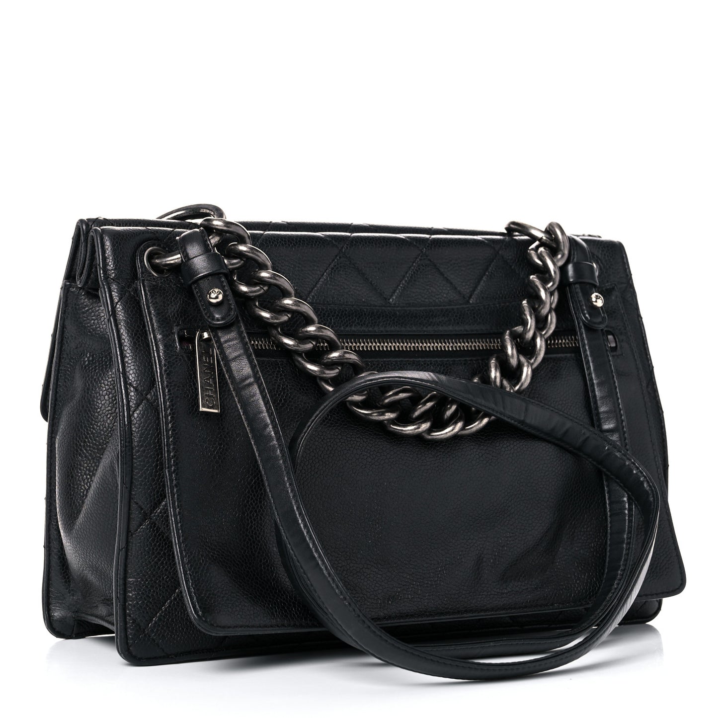 Caviar Quilted Large Retro Class Flap Black