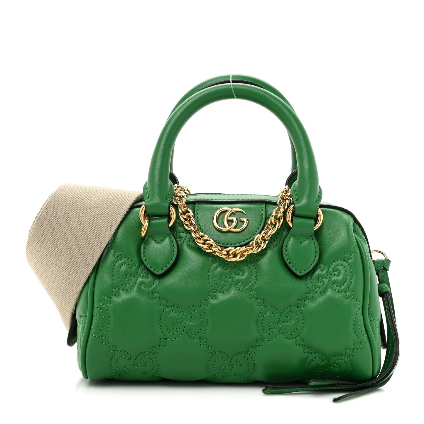 Calfskin GG Matelasse Mini Bowler Bag Spring Green Natural