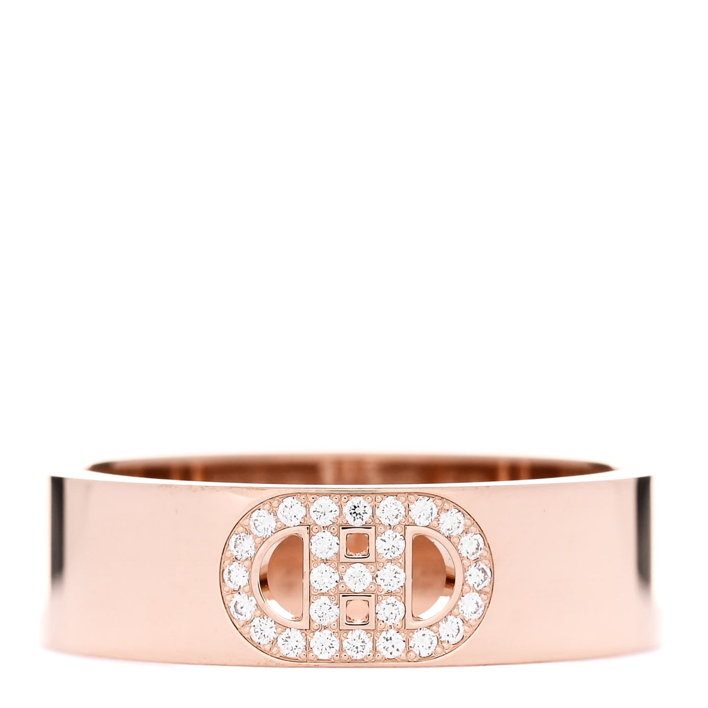 18K Rose Gold Diamond PM H D'Ancre Ring 53 6.5