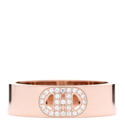 Hermes 18K Rose Gold Diamond PM H D'Ancre Ring 53 6.5 1 of 5
