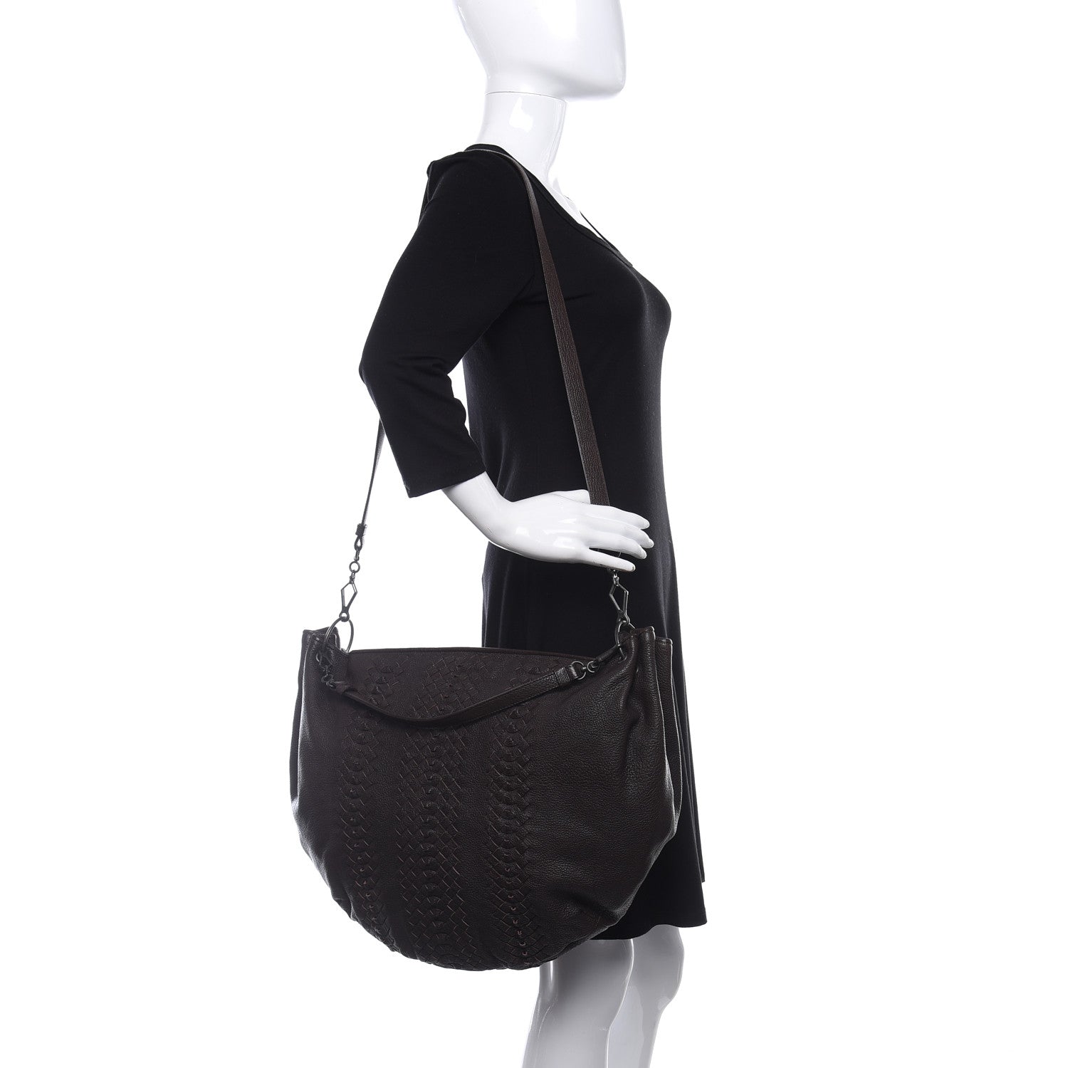 Bottega Veneta Cervo Deerskin Woven Hobo Ebano 2 of 11