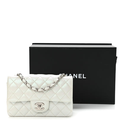 Chanel Iridescent Crumpled Calfskin Quilted Mini Rectangular Flap White 11 of 11