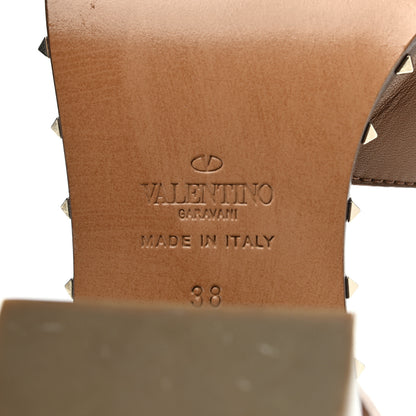 Valentino Garavani Calfskin Rockstud Ankle Strap Sandals 38 Brown 8 of 9