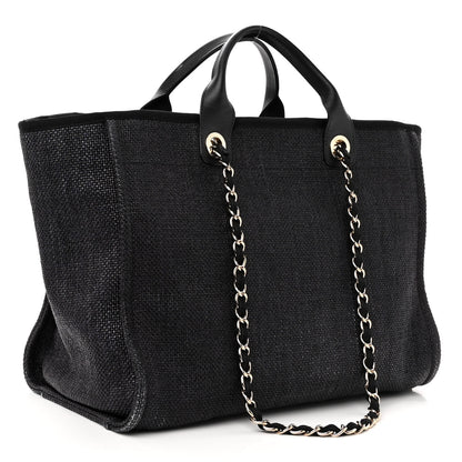 Chanel Woven Straw Raffia Medium Deauville Tote Black 2 of 9