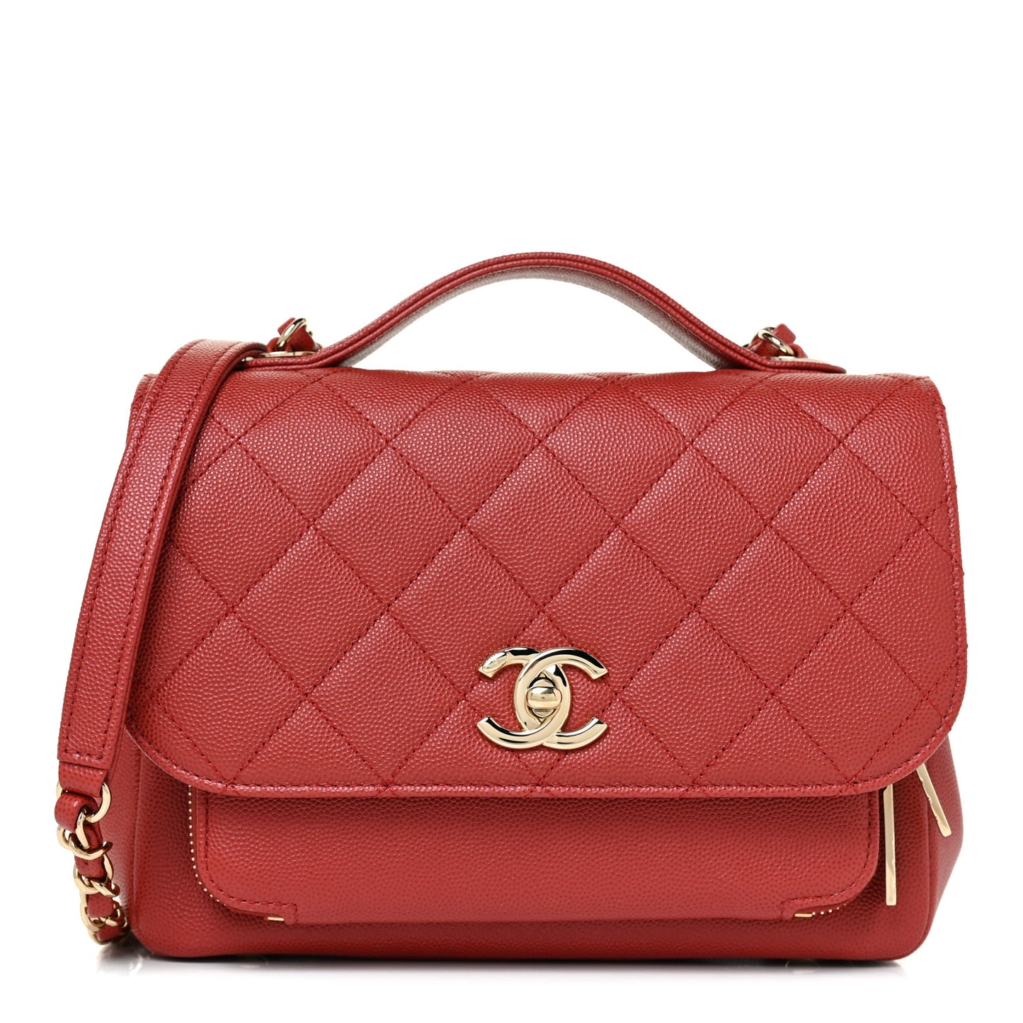 Caviar Quilted Medium Business Affinity Flap Red