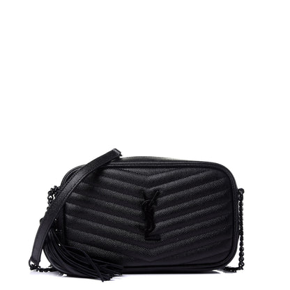 Saint Laurent Grain De Poudre Matelasse Monogram Mini Lou Camera Bag Black 1 of 11