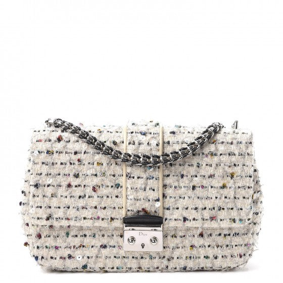 Tweed Medium Miss Dior Flap White Multicolor
