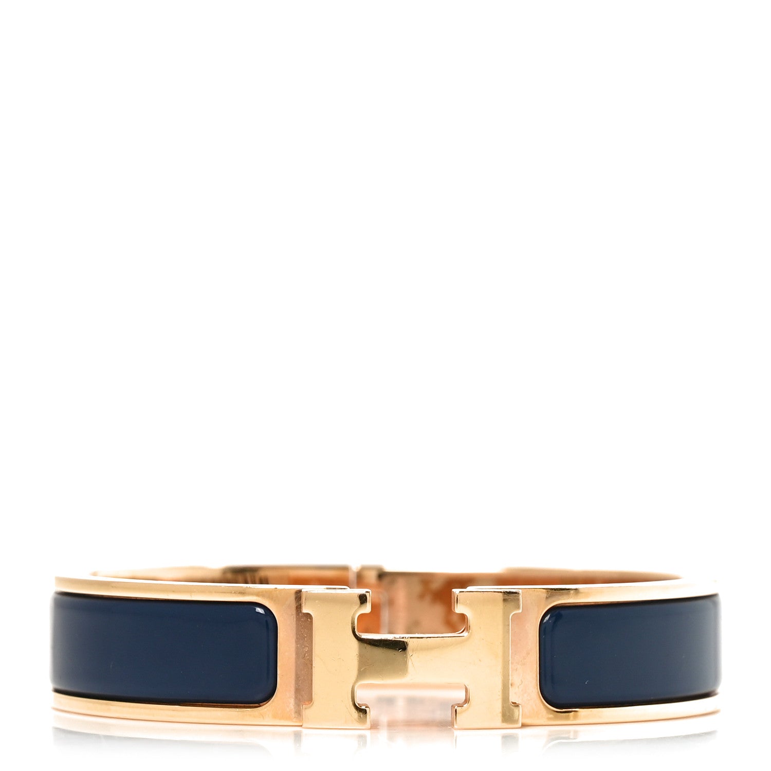 Hermes Narrow Enamel Clic Clac H Bracelet PM Bleu Nuit 1 of 5