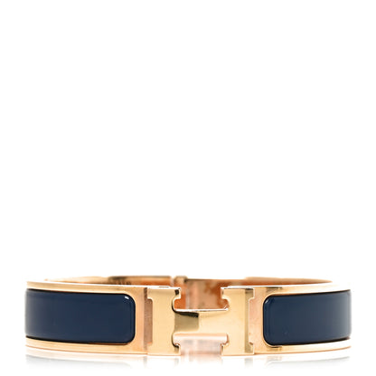 Hermes Narrow Enamel Clic Clac H Bracelet PM Bleu Nuit 1 of 5