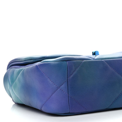 Chanel Tie Dye Calfskin Quilted Medium Chanel 19 Flap Blue Purple 8 of 9