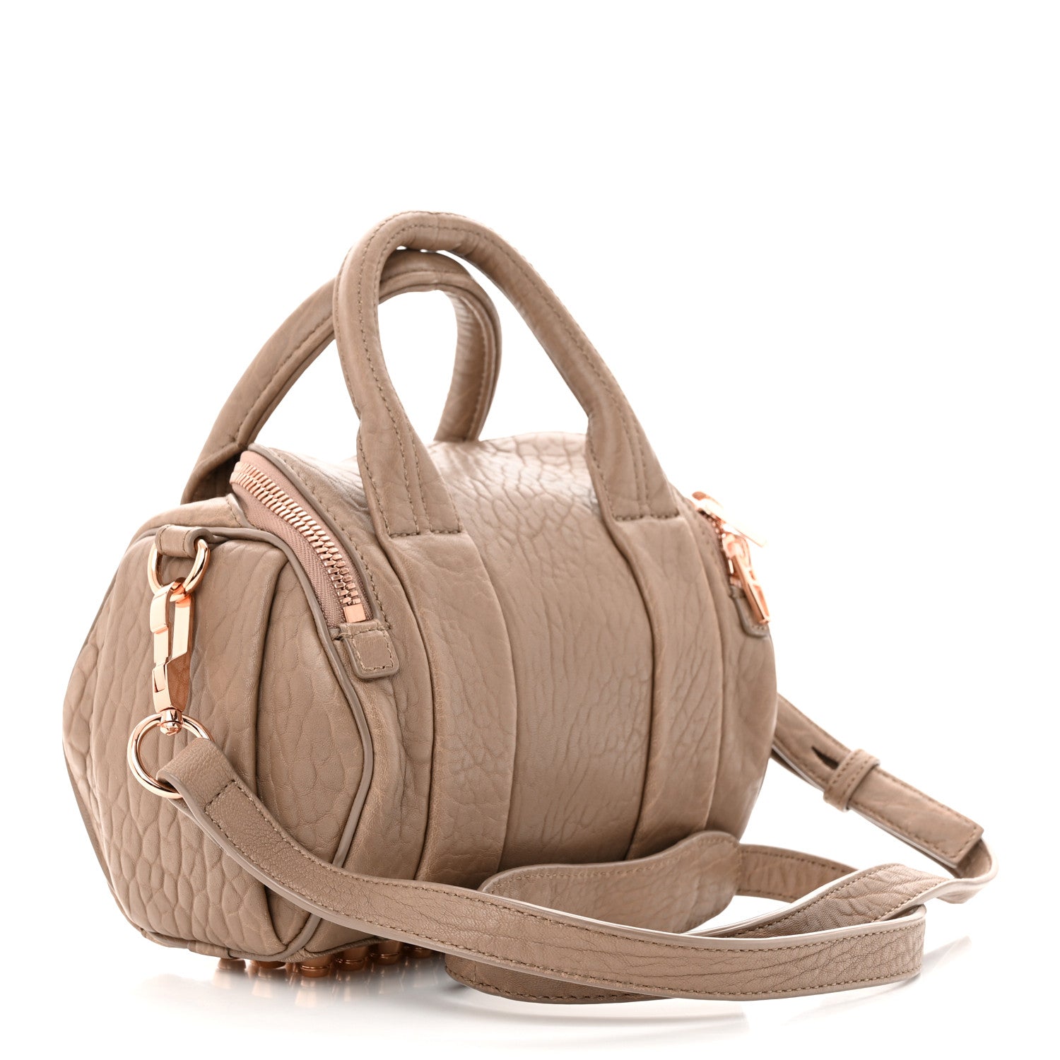 Alexander Wang Pebbled Lambskin Mini Rockie Latte Rose Gold Hardware 3 of 9