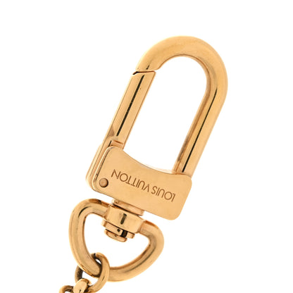 Louis Vuitton Brass Enamel Fleur De Monogram Bag Charm Chain Gold 4 of 5