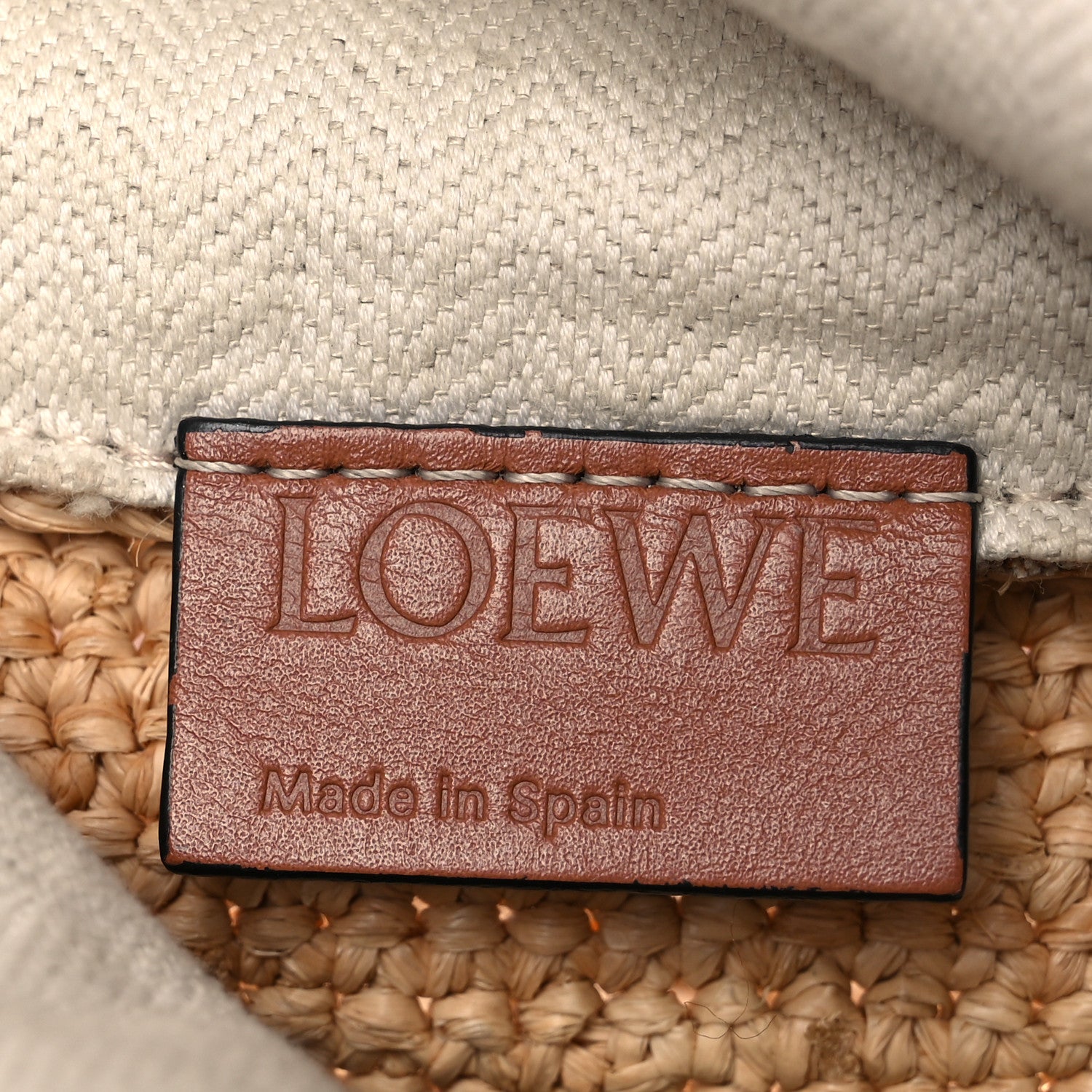 Loewe Calfskin Raffia Anagram Paulas Ibiza Pochette Bag Natural Tan 6 of 13