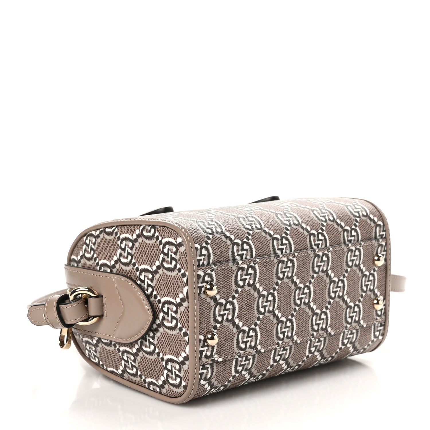 Gucci GG Shadow Monogram Super Mini Ophidia Top Handle Bowler Bag Taupe 4 of 11