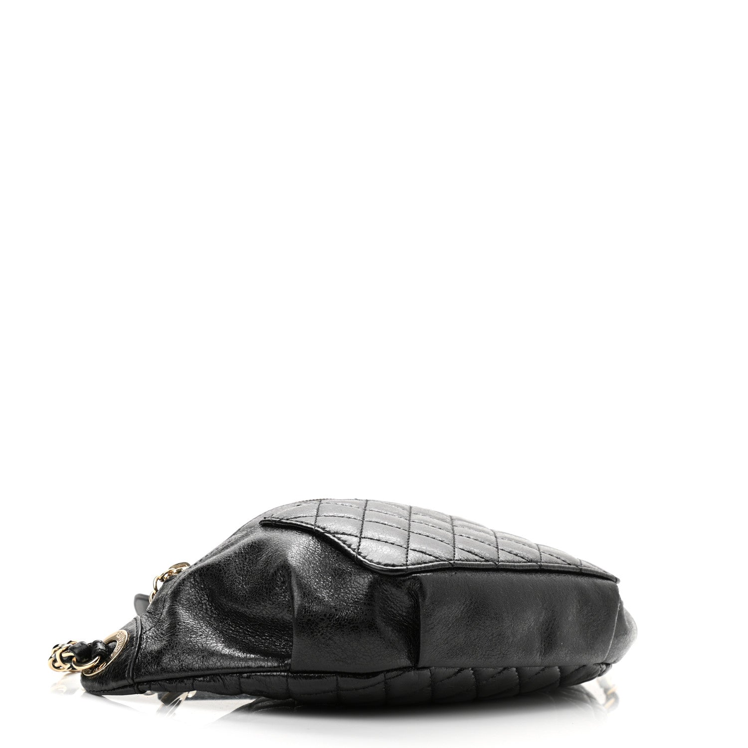 Chanel Crumpled Glazed Lambskin Quilted Waist Bag Fanny Pack Black 4 of 10