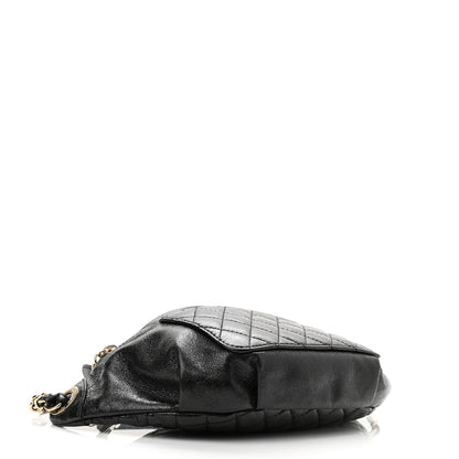Chanel Crumpled Glazed Lambskin Quilted Waist Bag Fanny Pack Black 4 of 10