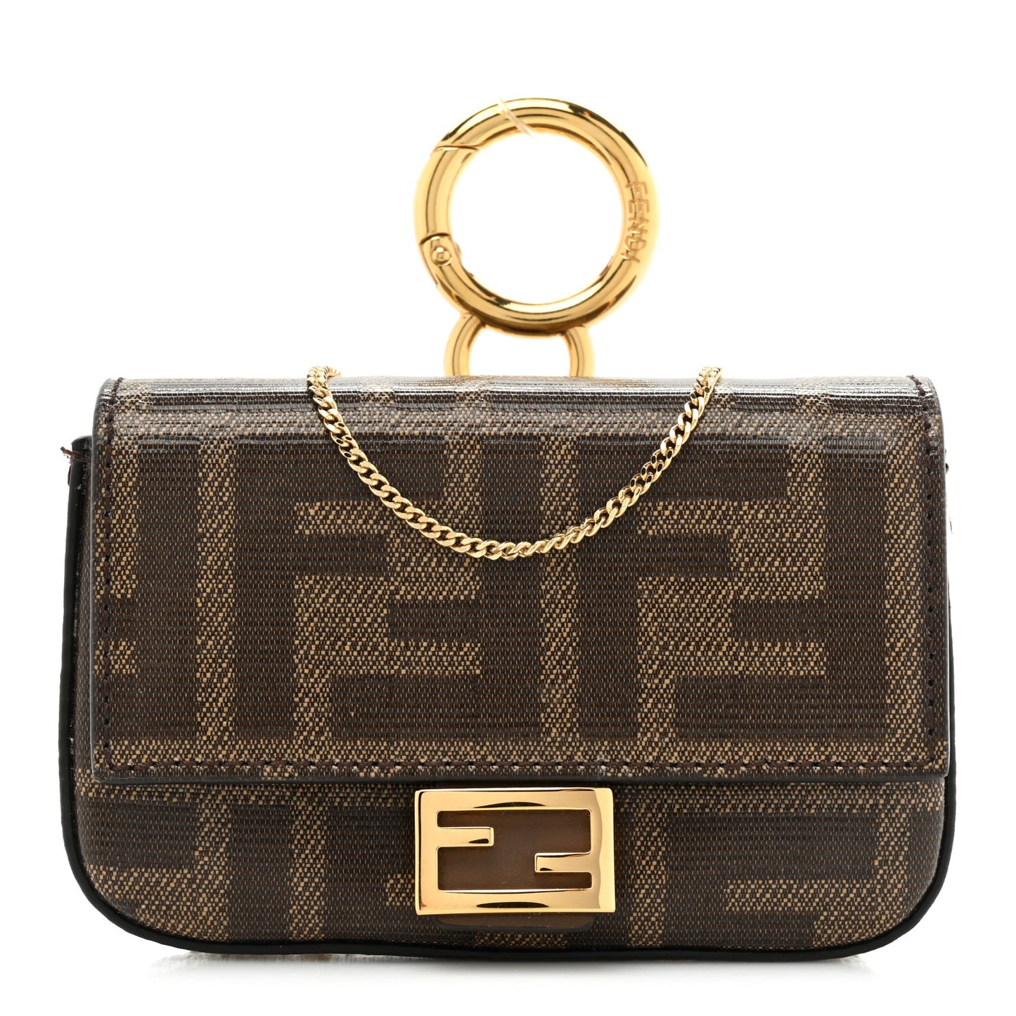 Glazed Fabric FF 1974 Nano Baguette Charm Mogano Panna
