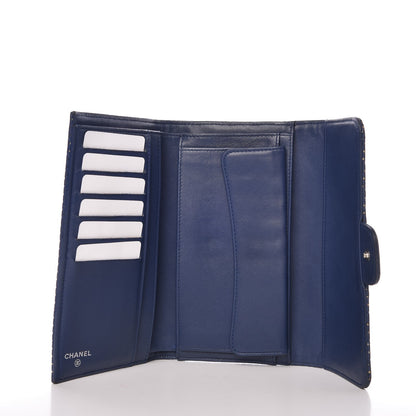 Chanel Perforated Lambskin Quilted Large Flap Wallet Blue 5 of 15