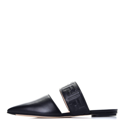 Fendi Nappa FF Embossed Flat Mules 36.5 Black 1 of 8