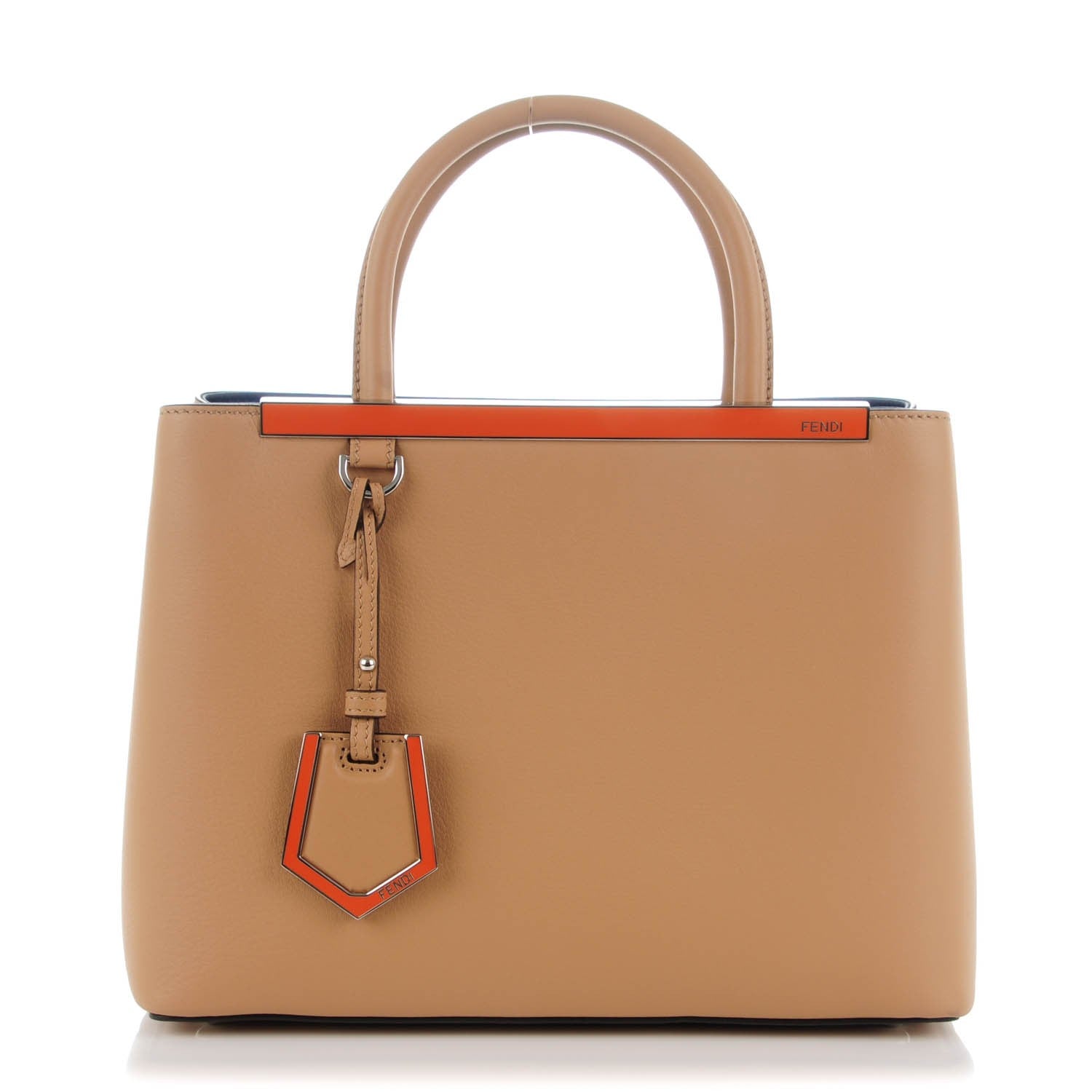 Fendi Vitello Dolce Century Petite 2Jours Tote Cuoio Blue Sienna 1 of 7