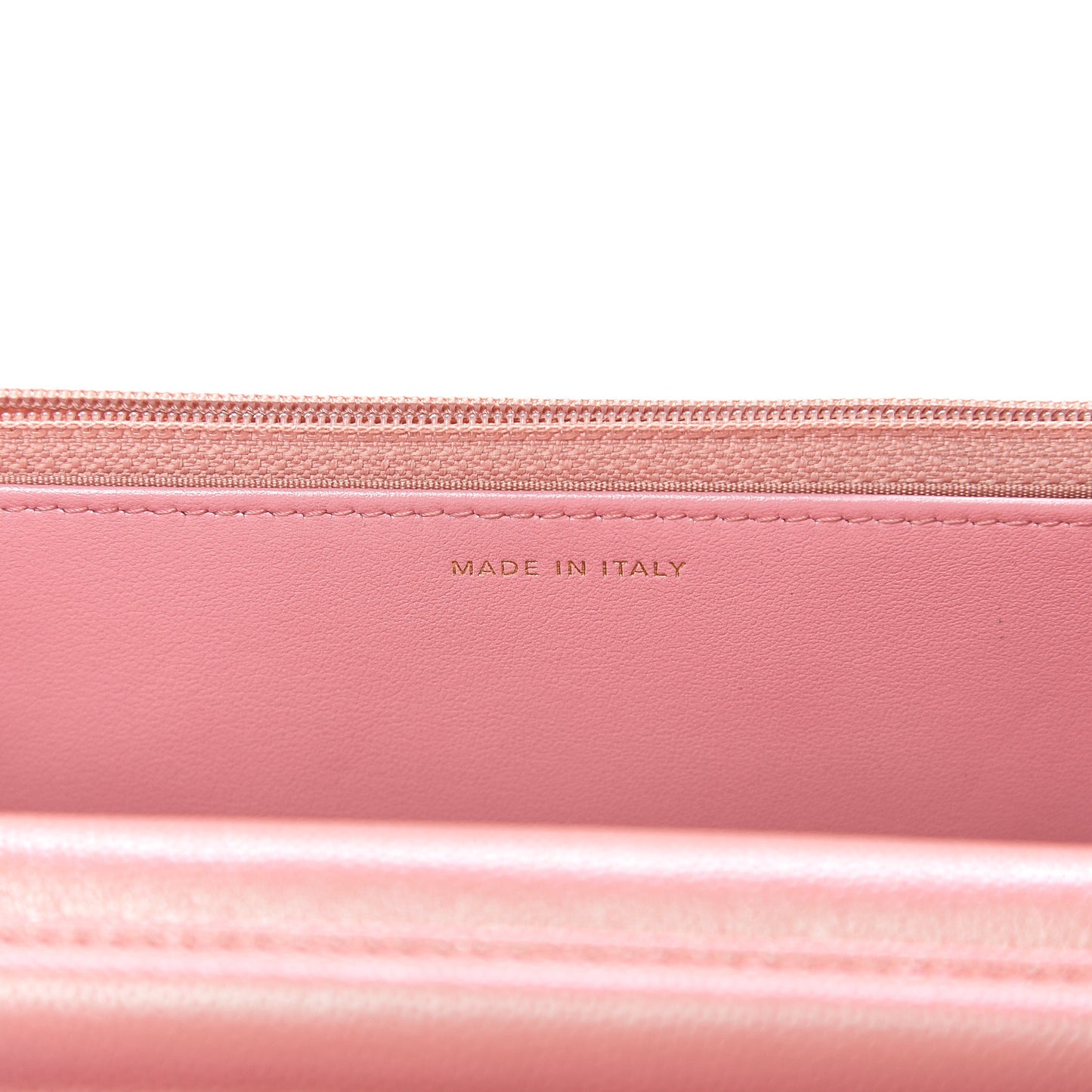 Iridescent Caviar Quilted Wallet on Chain WOC Rose Pink