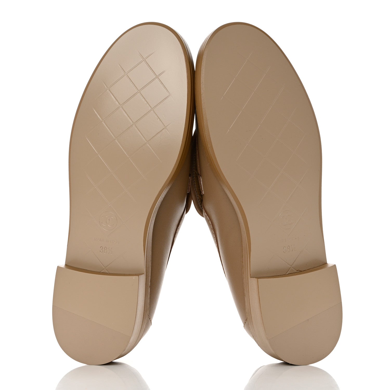 Chanel Lambskin Quilted CC Turnlock Loafers 38.5 Beige 5 of 8