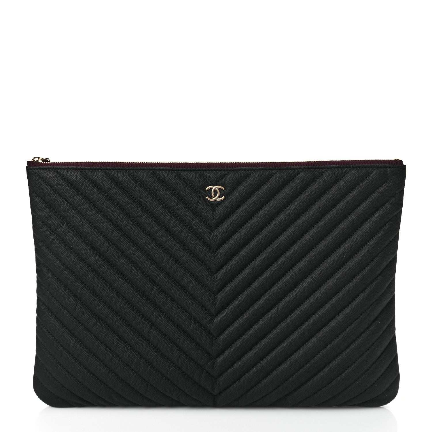 Chanel Caviar Chevron Quilted Large Cosmetic Case Black 1 of 10