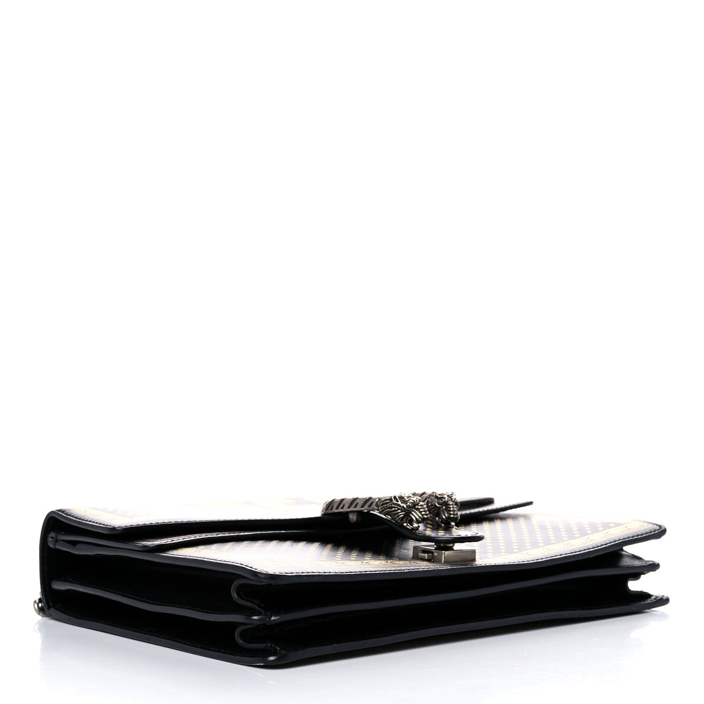 X SEGA Calfskin GUCCY Stars Medium Dionysus Shoulder Bag Black Gold