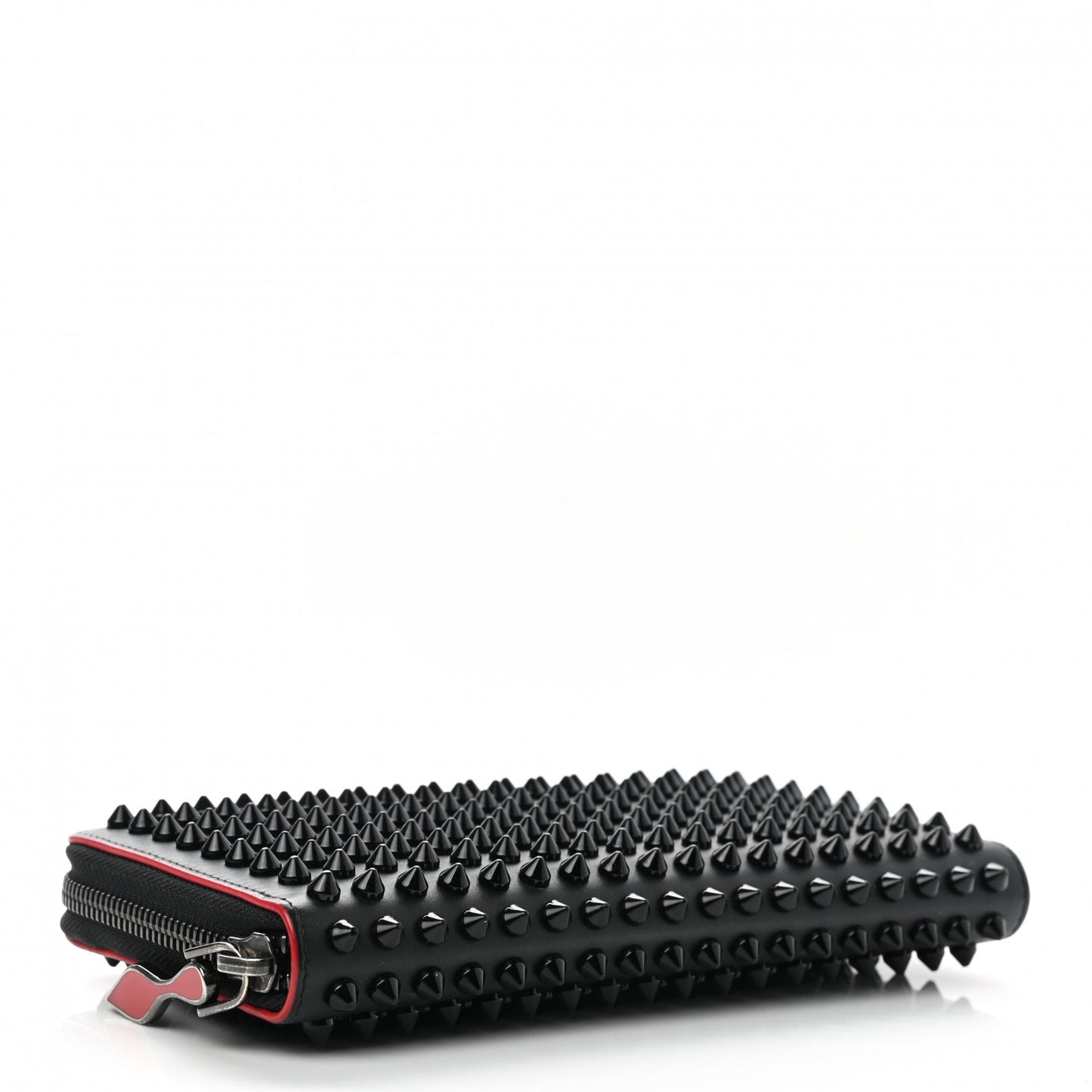 Calfskin Panettone Spiked Zip Around Wallet Black