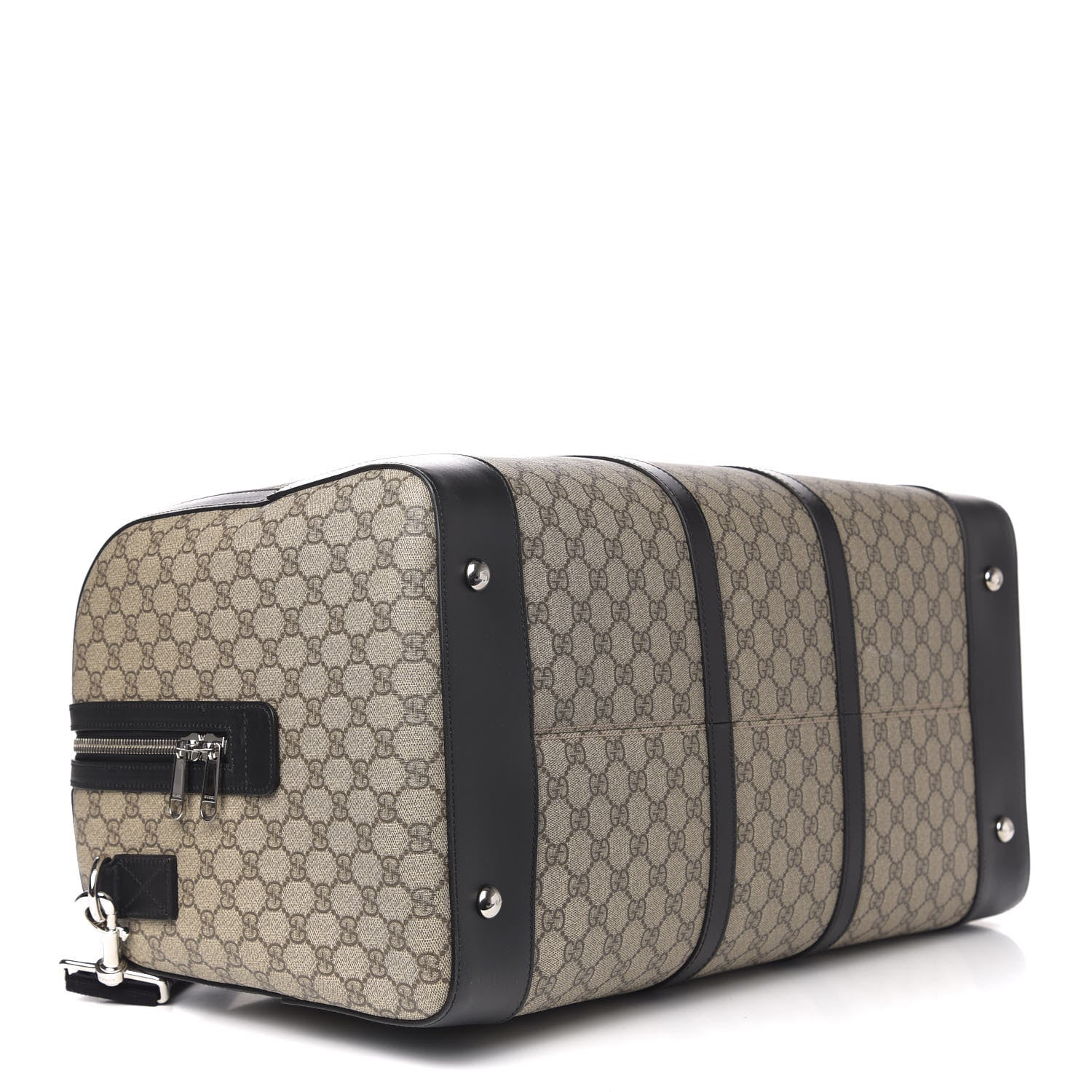 Gucci GG Supreme Monogram Selleria Calfskin Large Duffle Beige Ebony Black 3 of 10