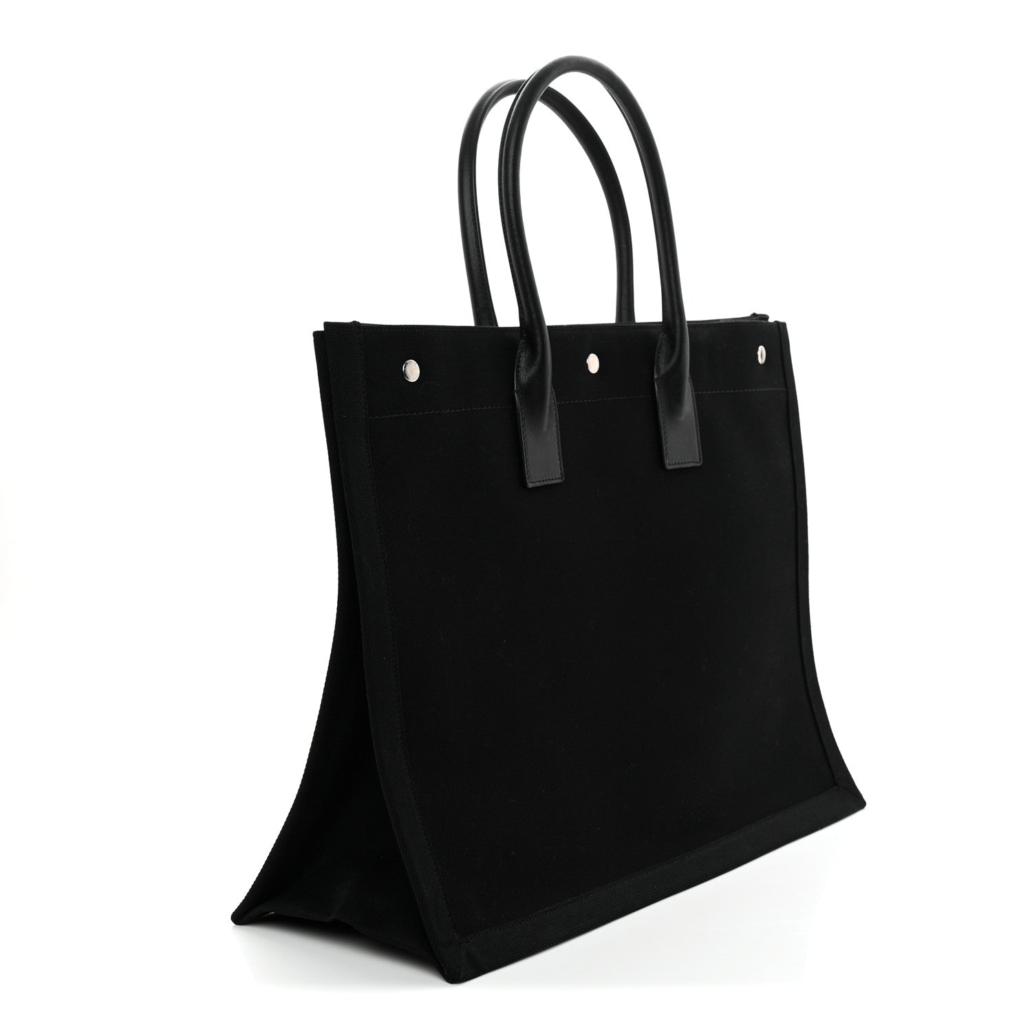 Saint Laurent Linen Calfskin Rive Gauche Tote Black 3 of 10