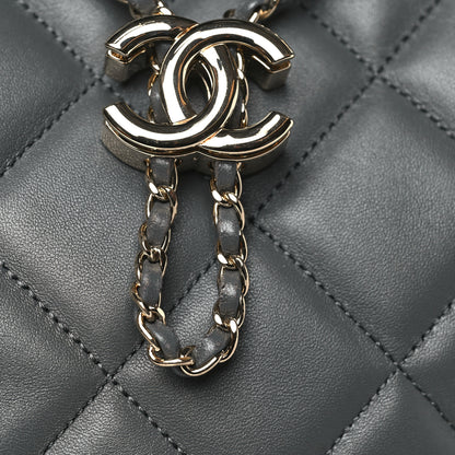 Chanel Lambskin Quilted CC Dweller Drawstring Tote Grey 12 of 13