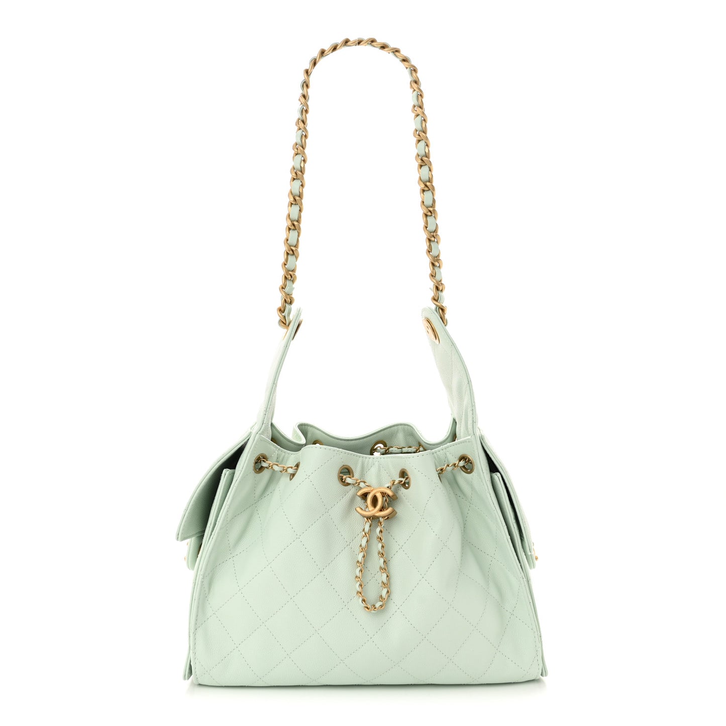 Caviar Quilted Small Chanel 25 Handbag Light Green