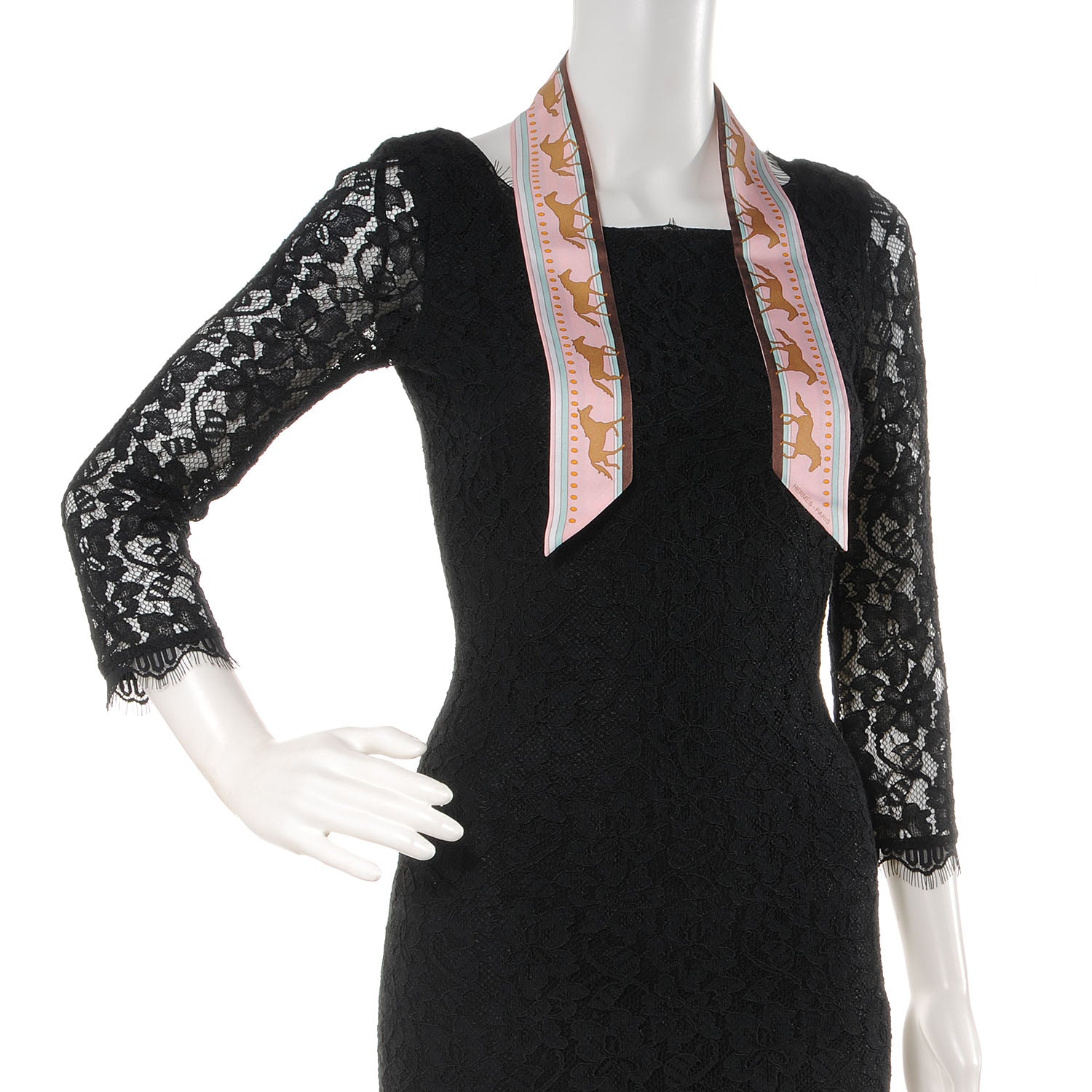 Hermes Silk Sequences Twilly Scarf Rose Pale Chocolat Vert D'Eau 2 of 6