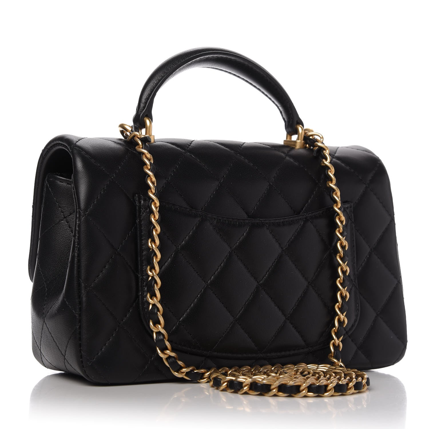Chanel Lambskin Quilted Mini Top Handle Rectangular Flap Black 3 of 11
