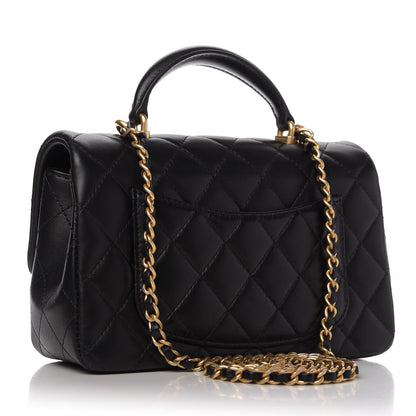 Chanel Lambskin Quilted Mini Top Handle Rectangular Flap Black 3 of 11