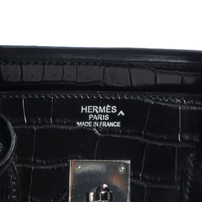 Hermes Matte Porosus Crocodile Birkin 35 Black 6 of 10