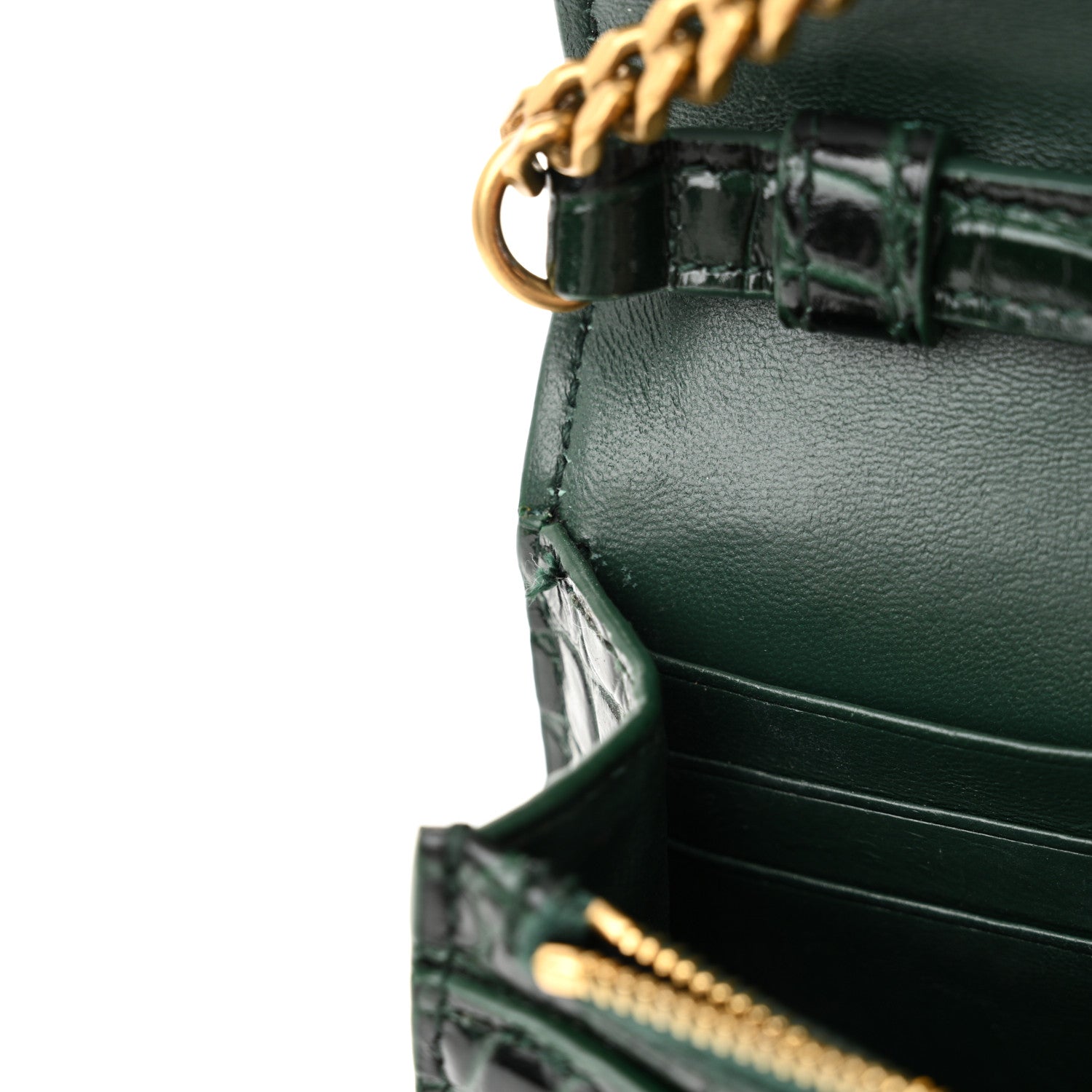 Balenciaga Shiny Calfskin Crocodile Embossed Hourglass Chain Bag Forest Green 13 of 13