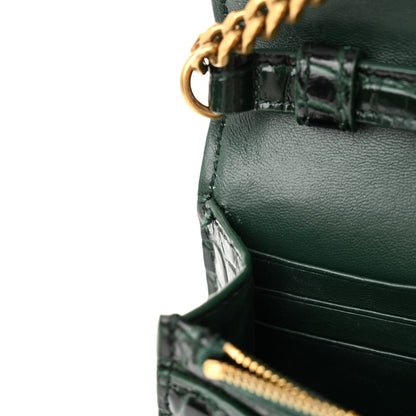 Balenciaga Shiny Calfskin Crocodile Embossed Hourglass Chain Bag Forest Green 13 of 13