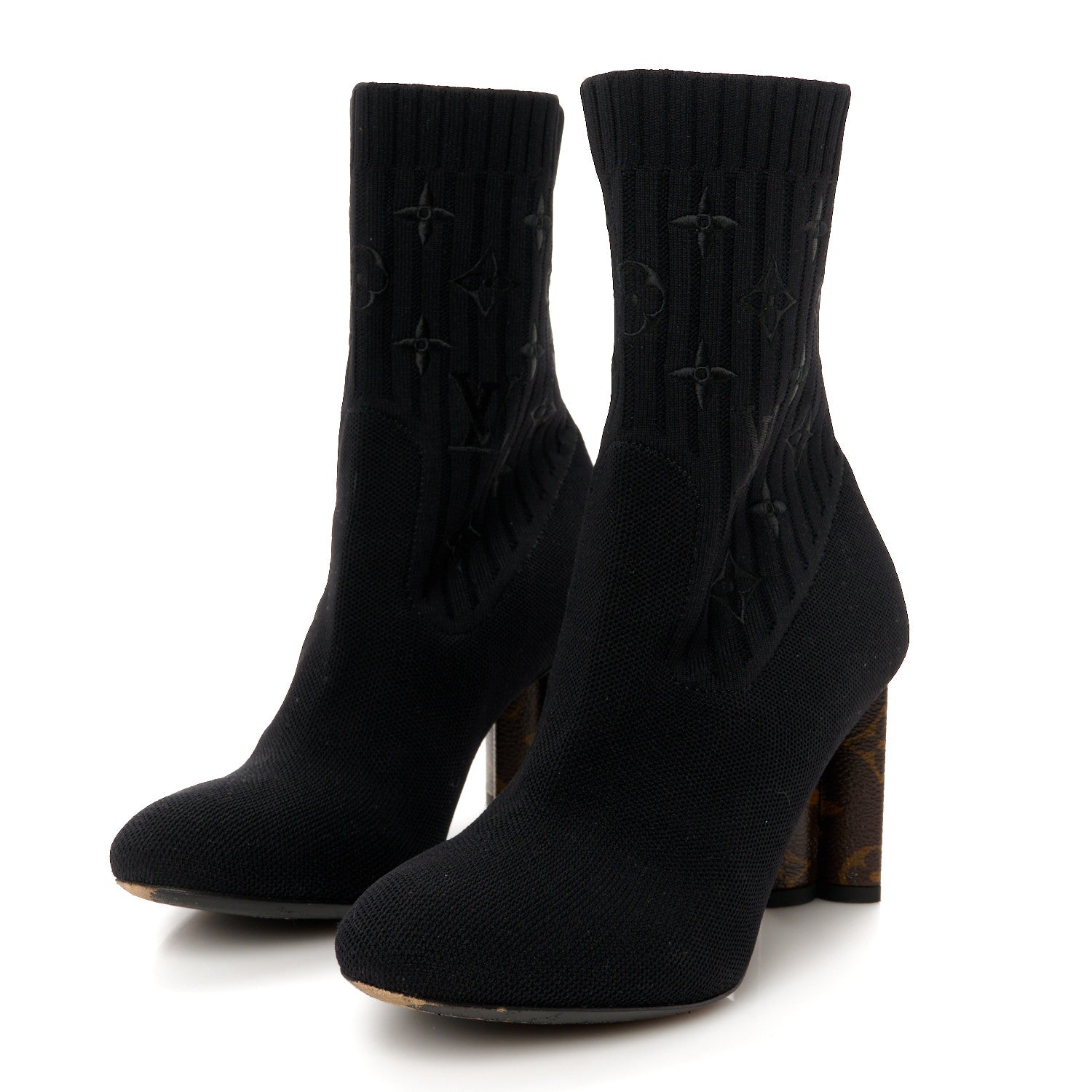 Louis Vuitton Monogram Stretch Fabric Silhouette Ankle Boots 36 Black 4 of 8