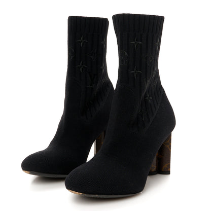 Louis Vuitton Monogram Stretch Fabric Silhouette Ankle Boots 36 Black 4 of 8