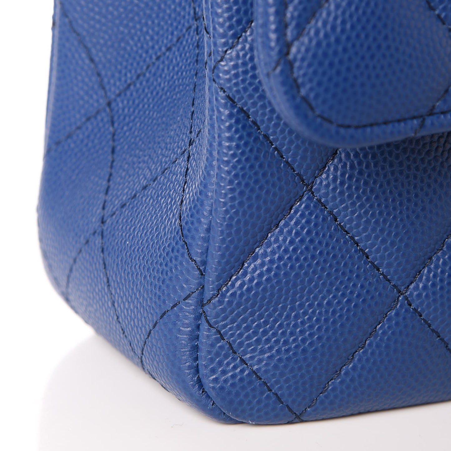 Caviar Quilted Medium Double Flap Dark Blue