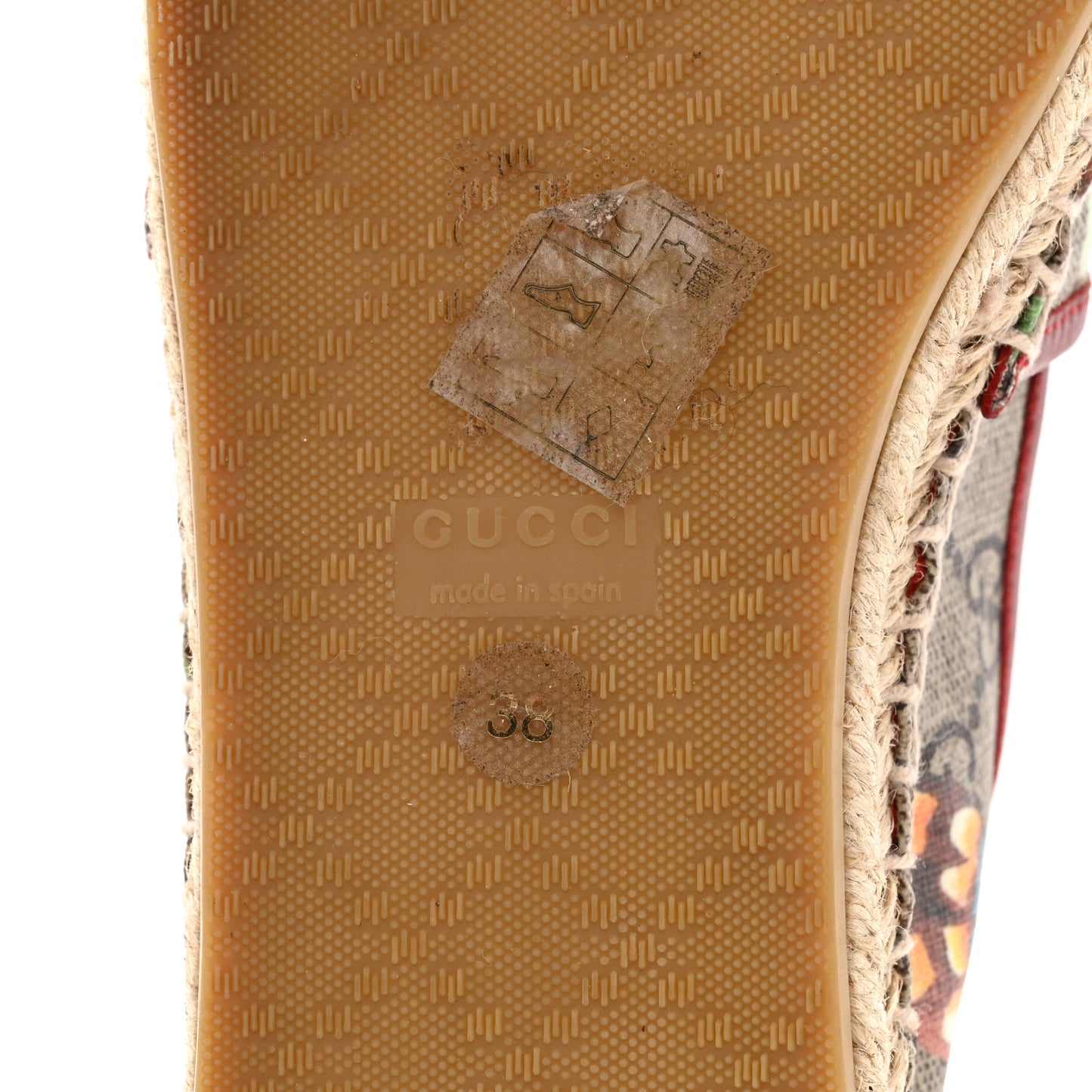GG Supreme Monogram Tian Womens Espadrilles 38 Beige Multicolor Red