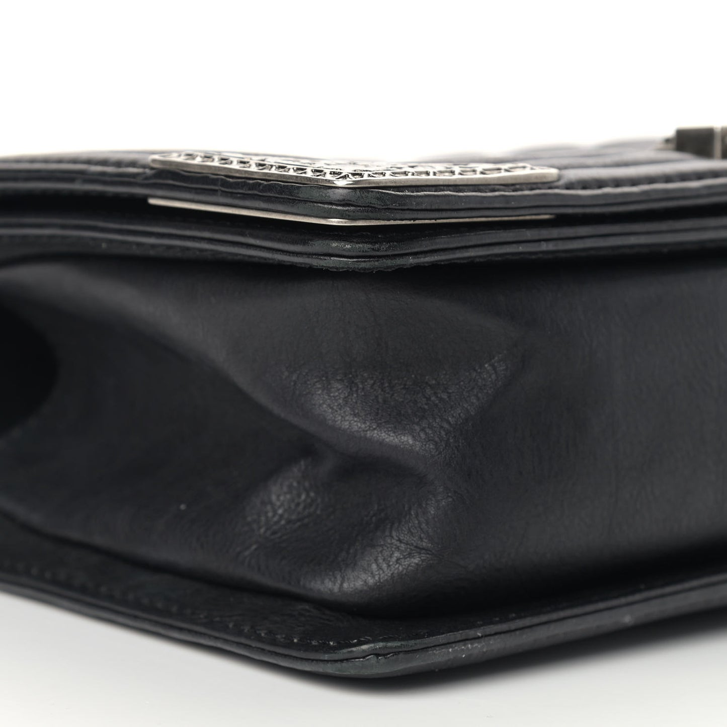Calfskin Quilted Metal Embellished Paris Dallas Medium Boy Flap Black