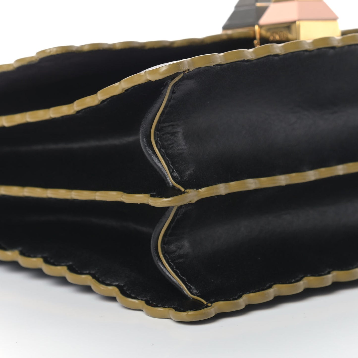 Vitello Liberty Scalloped Studded Small Kan I Shoulder Bag Black