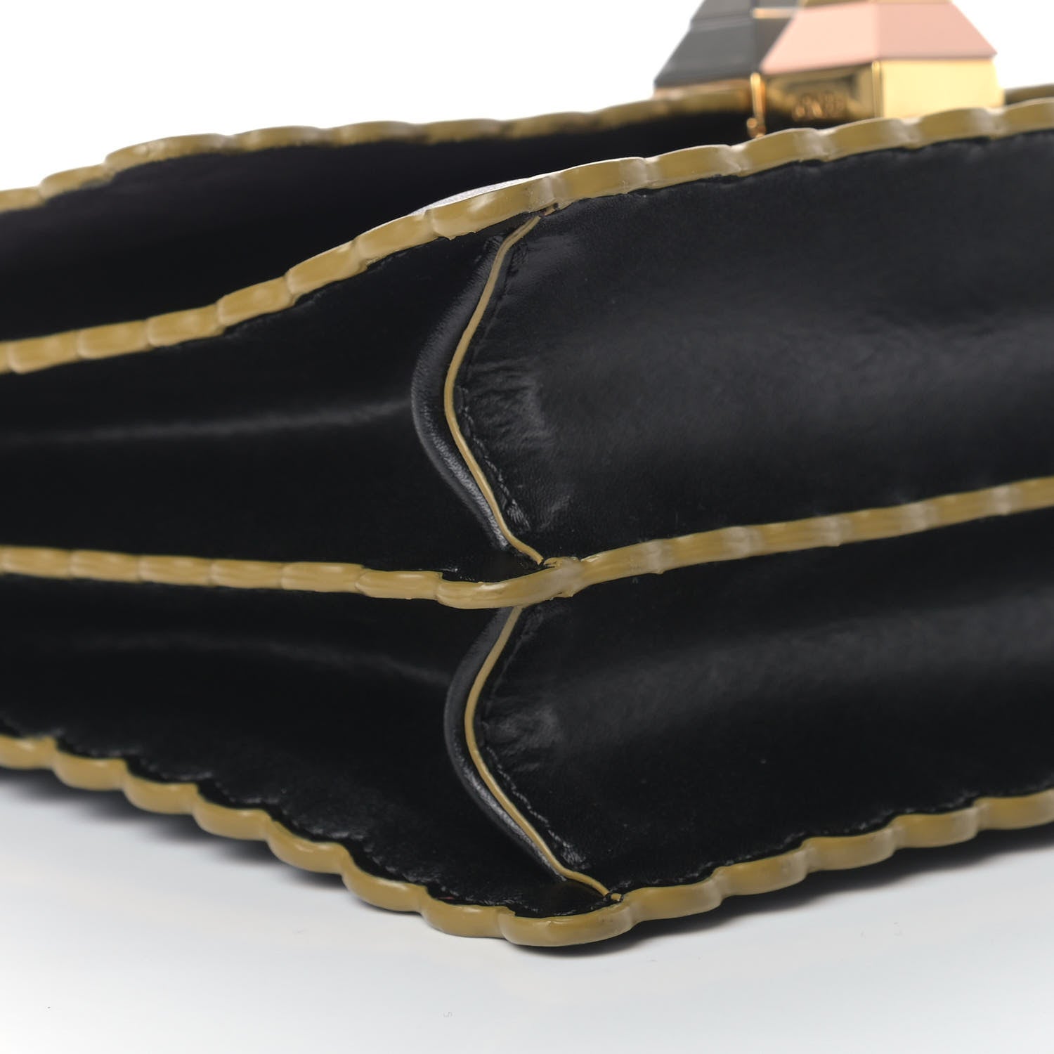 Fendi Vitello Liberty Scalloped Studded Small Kan I Shoulder Bag Black 8 of 9
