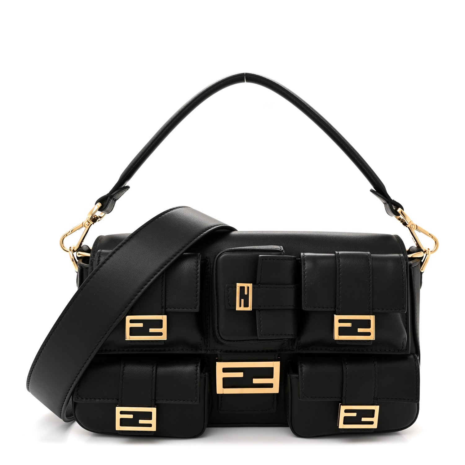 Fendi Shiny Nappa Multipocket Baguette Black 1 of 11